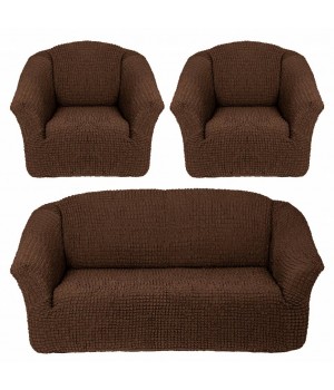 Чехлы на диван и 2 кресла без оборки шоколад