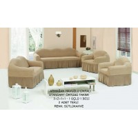 Комплект чехлов на резинке на диван и 2 кресла Vip какао