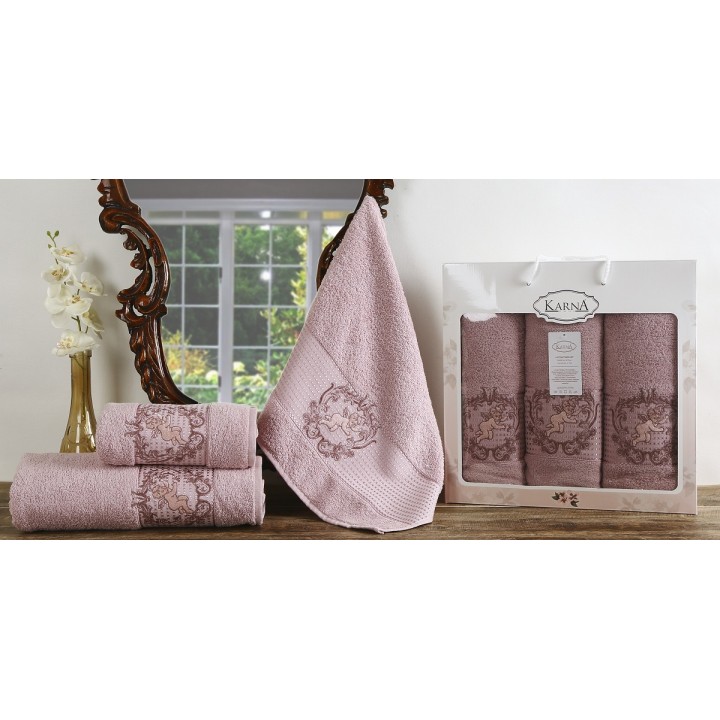 Комплект полотенец ангелочек розовые