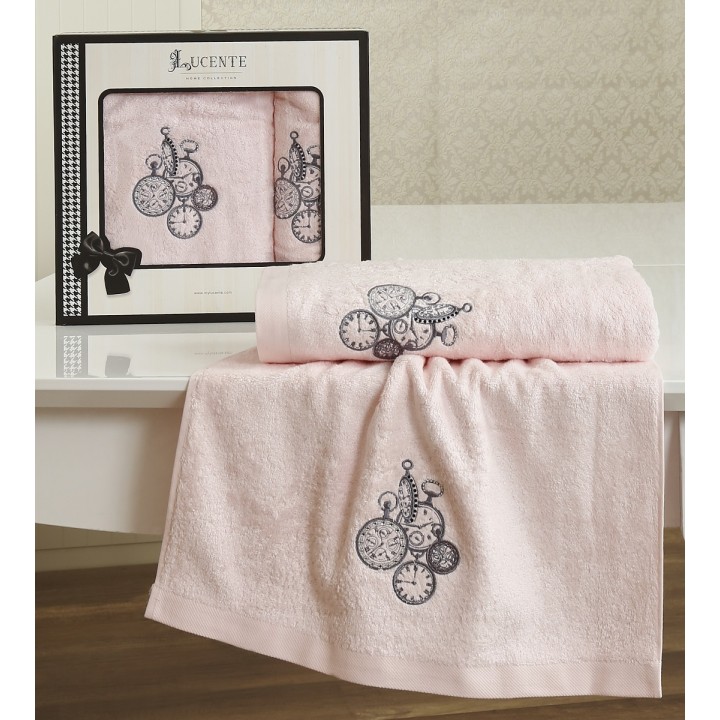 Комплект полотенец бамбук розовый LANCETTA 50x90-70х140
