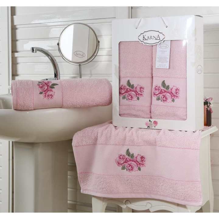 Комплект махровых полотенец Агапия розовый