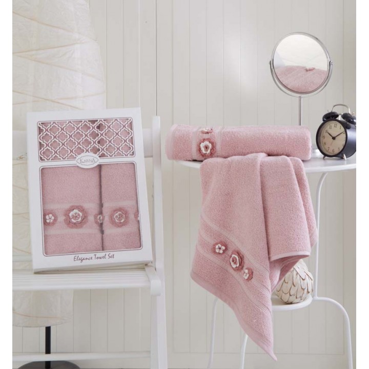 Комплект махровых полотенец ELEGANCE розовый